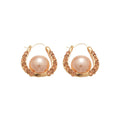 French Court Style U-Shaped Faux Pearl Rhinestone Drop Earrings Sparkling Luxury Fashion view 5
