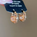 French Court Style U-Shaped Faux Pearl Rhinestone Drop Earrings Sparkling Luxury Fashion view 4