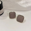 Korean Style Fabric Square Zircon Stud Earrings With Silver Pins For Women view 4