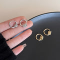 18K Gold Plated Copper Round Zircon Geometric Stud Earrings For Women, Light Luxury Fashion view 2