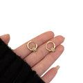 18K Gold Plated Copper Round Zircon Geometric Stud Earrings For Women, Light Luxury Fashion view 5