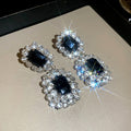 Sparkling Rhinestone Oval Pendant Copper Clip-on Earrings French Court Style view 2