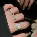 French Court Style Open Ring With Zircon Round Faux Pearl Flower Design For Women view 1