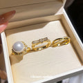 French Court Style Open Ring With Zircon Round Faux Pearl Flower Design For Women view 2