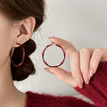 Vintage Metal Geometric Twisted Texture Hoop Earrings With Silver Posts For Women view 3
