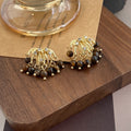 Elegant Vintage French Firework Waterfall Tiger Eye Bead Rhinestone Alloy Stud Chandelier Earrings view 2