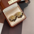 Elegant Vintage French Firework Waterfall Tiger Eye Bead Rhinestone Alloy Stud Chandelier Earrings view 3