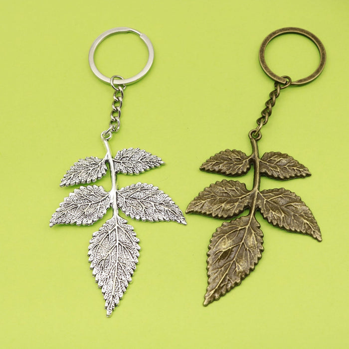 Zinc Alloy Simple Leaf Keychain For Bag Charm Gift – Antique Copper