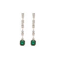 Elegant Copper Square Zircon Tassel Drop Earrings With Silver Pins For Women view 5