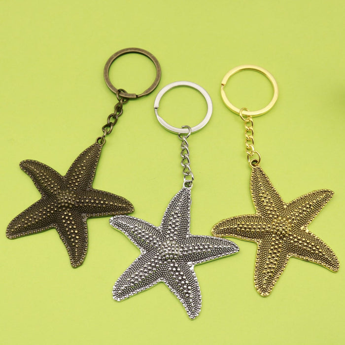 Zinc Alloy Minimalist Starfish Keychain Bag Charm Gift