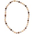 French Retro Tiger Eye Stone Faux Pearl Beaded Magnetic Clasp Necklace For Women view 5