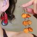 Vintage Coconut Shell Wood Bead Geometric Round Tassel Drop Earrings For Women view 2