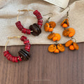 Vintage Coconut Shell Wood Bead Geometric Round Tassel Drop Earrings For Women view 3