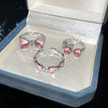 Rhinestone Heart Bow Open Ring Jewelry Set, Sweet Alloy Fashion Index Finger Rings view 2