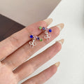 Korean Sweet Colorful Zircon Bowknot Stud Earrings For Women Elegant Small Alloy Earrings view 4