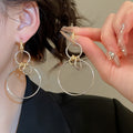 Alloy Geometric Round Hollow Pendant Drop Earrings, Minimalist European Style Ear Jewelry view 1