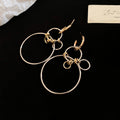 Alloy Geometric Round Hollow Pendant Drop Earrings, Minimalist European Style Ear Jewelry view 4