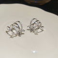 Sparkling Zircon Butterfly Copper Multi Layer Ear Cuff Clip-on Earrings Light Luxury Style view 2