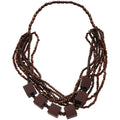 Ethnic Copper Zircon Wood Bead Diamond Coconut Shell Tassel Pendant Necklace For Women view 5