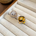 French Vintage Resin Geometric Round Leopard Print Open Ring For Stylish Index Finger view 2