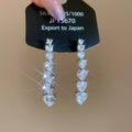 18K Gold Plated Copper Heart Zircon Gradient Pendant Earrings With Silver Posts For Women view 3