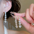 18K Gold Plated Copper Heart Zircon Gradient Pendant Earrings With Silver Posts For Women view 2