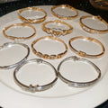 Light Luxury Alloy Bangle With Rhinestone Nail Cross Design And Round Clasp view 2