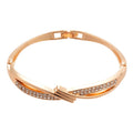 Light Luxury Alloy Bangle With Rhinestone Nail Cross Design And Round Clasp view 5
