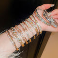 Light Luxury Alloy Bangle With Rhinestone Nail Cross Design And Round Clasp view 3