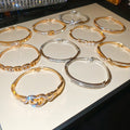 Light Luxury Alloy Bangle With Rhinestone Nail Cross Design And Round Clasp view 4