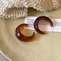 Maillard Style Leopard Print Resin Round Geometric Flower Stud Earrings With Silver Needle view 2