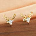 Delicate Christmas Reindeer Stud Earrings For Women Deer Antler Micro Pave Teardrop Zircon Jewelry view 5