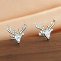 Delicate Christmas Reindeer Stud Earrings For Women Deer Antler Micro Pave Teardrop Zircon Jewelry view 2
