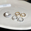 18K Gold Plated Copper Zircon Round Huggie Earrings For Women European Luxury Style view 2