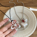 Light Luxury Faux Pearl Crystal Heart Flower Brushed Pendant Necklace For Women view 1