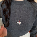 Light Luxury Faux Pearl Crystal Heart Flower Brushed Pendant Necklace For Women view 4