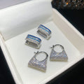 Copper Zircon Square Three Layer Geometric Drop Earrings Minimalist Luxury Style view 3