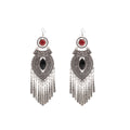 Bohemian Vintage Turquoise Alloy Teardrop Long Tassel Dangle Earrings Ethnic Statement Earrings view 5