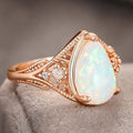 Micro Pave Zircon Crown Line Faux Opal Ring For Women, Simple Japanese Korean Jewelry view 2