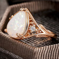 Micro Pave Zircon Crown Line Faux Opal Ring For Women, Simple Japanese Korean Jewelry view 5