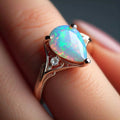 Micro Pave Zircon Crown Line Faux Opal Ring For Women, Simple Japanese Korean Jewelry view 1