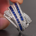Sparkling Full Pave Multi Layer Line Ring For Women, Palace Style Fashion Jewelry Accessory view 3