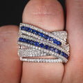 Sparkling Full Pave Multi Layer Line Ring For Women, Palace Style Fashion Jewelry Accessory view 2