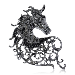 Vintage Alloy Horse Head Brooch Pin For Fashion Apparel Decoration