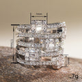 Women's Multi Layer Line Ring With Square Micro Pave Half Circle Rhinestone Fashion Jewelry view 4