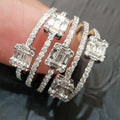 Women's Multi Layer Line Ring With Square Micro Pave Half Circle Rhinestone Fashion Jewelry view 1