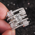 Women's Multi Layer Line Ring With Square Micro Pave Half Circle Rhinestone Fashion Jewelry view 3