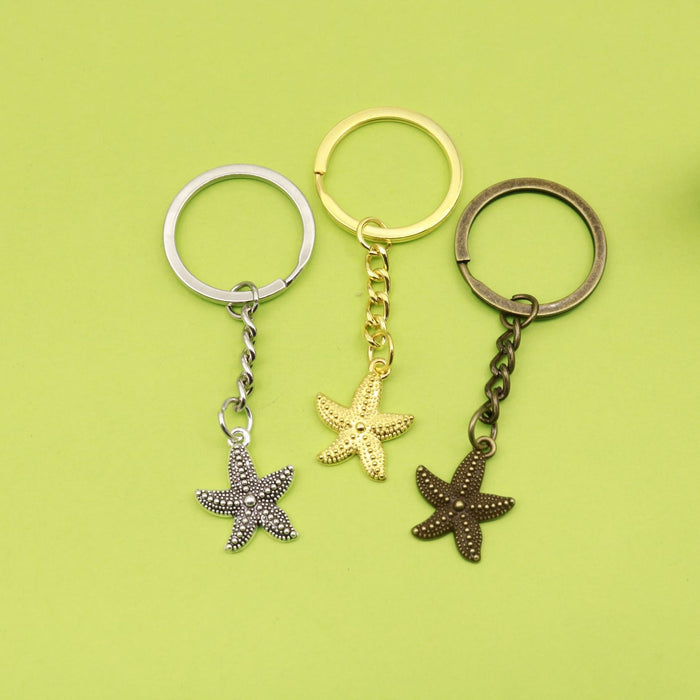 Metal Starfish Drop Oil Keychain Bag Charm Gift