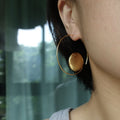 Asymmetric Sun Moon Alloy Drop Earrings For Women, Geometric Minimalist Western Style view 4