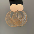 European American Style Iron Geometric Round Hollow Pendant Drop Earrings For Women view 4